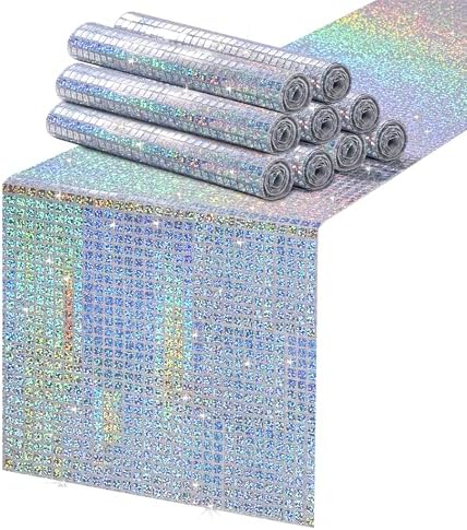 Laser Silver Sequin Table Runner 10 Packs 13 x 72 Inch Sparkly Sequin by MokoHouse