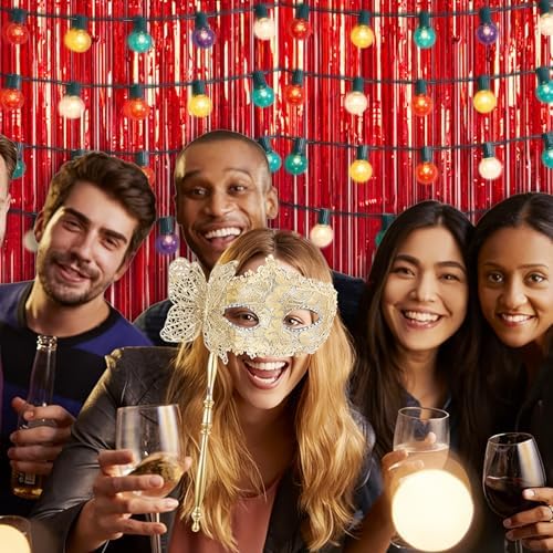 5 Pack 3.28ft x 6.56ft Glitter Red Tinsel Foil Fringe Curtains, Photo Booth Backdrop Party Decorations for Birthday Wedding Baby Shower Graduation Valentines Day New Years - Image 5