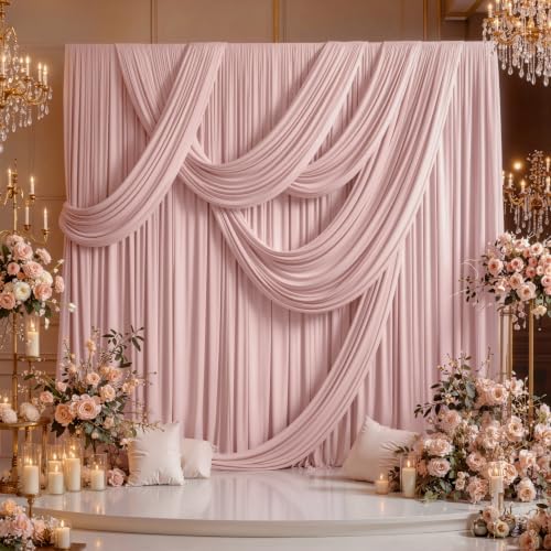 20ft x 12ft Dusty Pink Backdrop Curtains for Parties, Wrinkle Free 4 Panels Photo Backdrop Drapes Back Drop Cloth for Wedding Birthday Photography Background Decor - Image 3