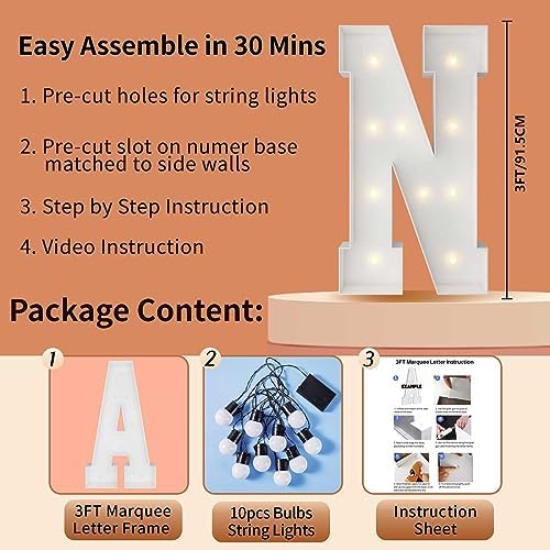 3FT Marquee Letters, Large Light Up Letters N for Party Decor - Image 5