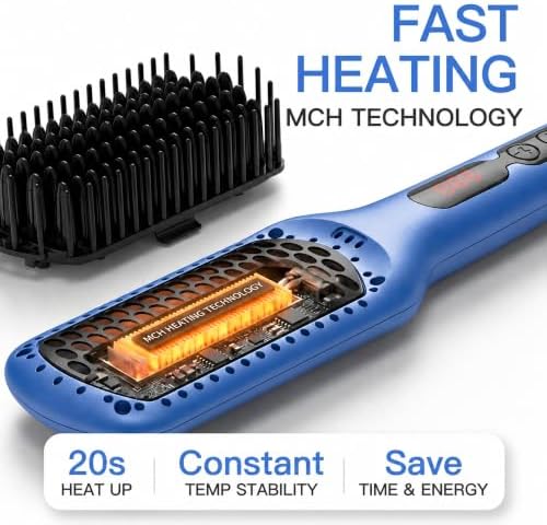 MEGAWISE Ceramic Ionic Hair Straightener Brush, 20s Heat, Dual Voltage - Image 4