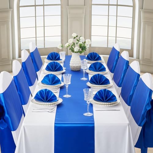 Royal Blue Satin Table Runner, 12x108 Inches, 12 Pack - Image 3