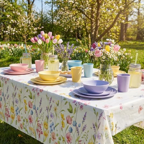 6 Pack Wildflower Plastic Tablecloths, Disposable Tea Party Table Cloth - Image 5