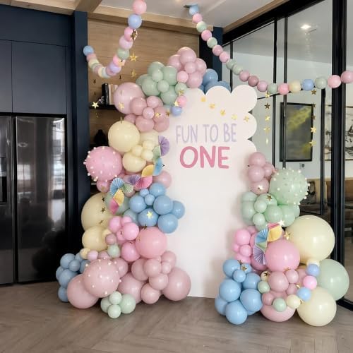 Pastel Balloon Garland Arch Kit Baby Pink Yellow Green Blue Balloons - Image 3