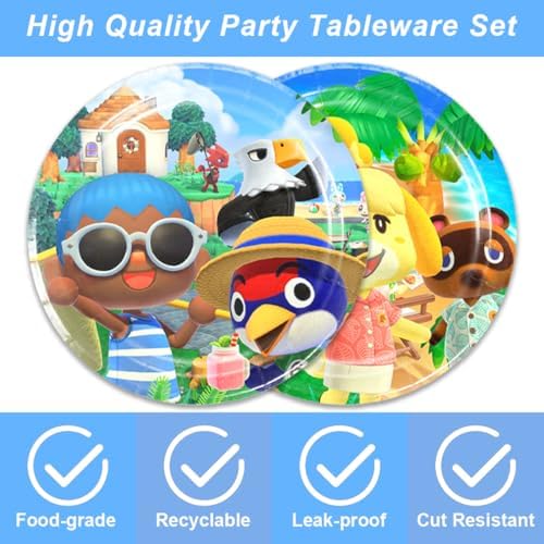 Animal-Crossing Party Supplies 40pck include 20 plates, 20 napkins for the Animal Crossing birthday party decoration - Image 4