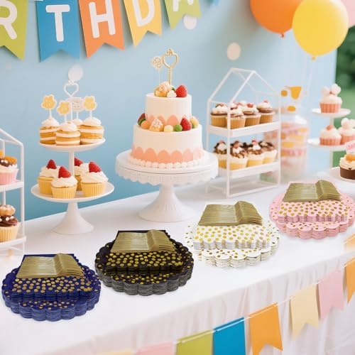 White and Gold Paper Plates and Napkins Party Supplies - Image 7