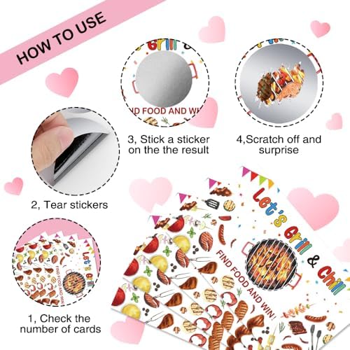 50 Pcs Let's Grill & Chill Scratch off Game Cards for BBQ Party - Image 3