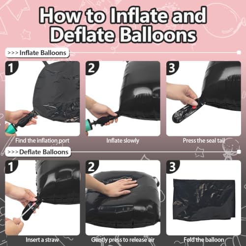NISOCY 48PCS Black and Pearl Pink Square Foil Balloons Wall Backdrop - Image 3