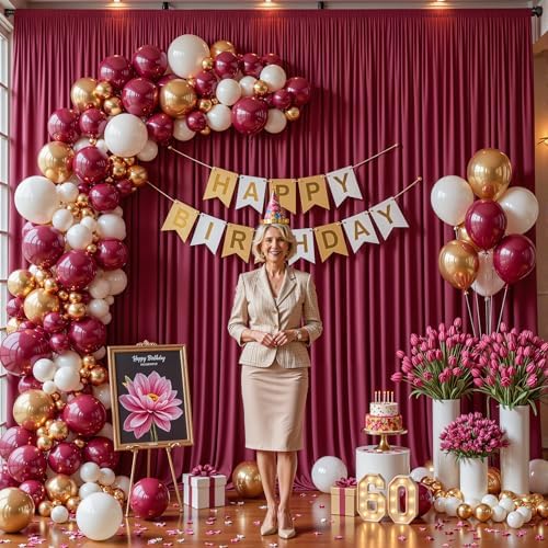 20x12ft Burgundy Backdrop Curtain Panels for Parties - Wrinkle Free Polyester Photo Curtain Backdrop Wedding Back Drop Fabric Drapes for Party Decorations Background for Photography - Image 7