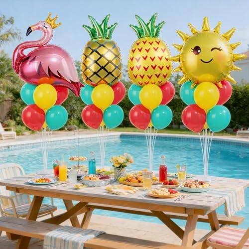 Naozinebi 4 Sets Tropical Birthday Party Balloons Stand Kit Party Decor - Image 4