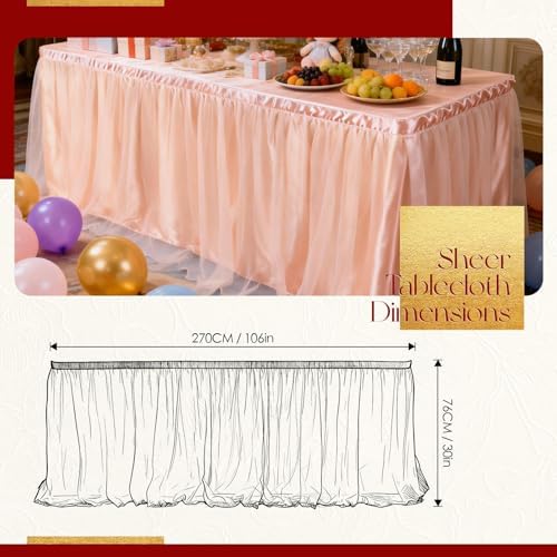 THARAHT Tulle Table Skirt 9FT 270CM Long for Rectangle Tables Round Tables Ruffle Desk Skirt for Princess Girls Birthday Party Cake Dessert Decorations Table Skirt - Image 2
