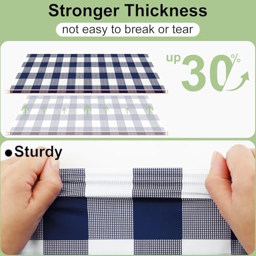 misaya 12 Packs Navy White Buffalo Gingham Plastic Disposable Table Cloth - Image 2