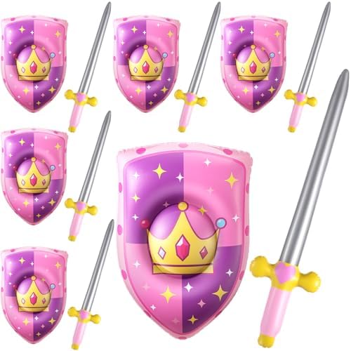 Poen 12 Pcs Inflatable Sword and Shield Medieval Knight Party,Princess by Poen