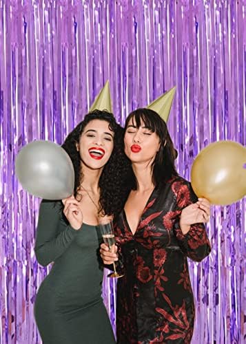 Shiny Light Purple Fringe Curtain,2pcs 3.2ft x 8.2ft Metallic Tinsel Foil Party Streamers Photo Booth Backdrop Props for Birthday Wedding Bridal Shower Baby Shower Bachelorette Party Decor - Image 4