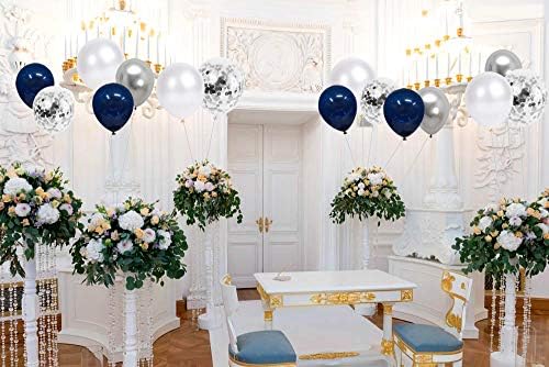 Hiquaty Navy Blue Balloons,50pcs 12 Inch Blue and Silver Balloons - Image 5