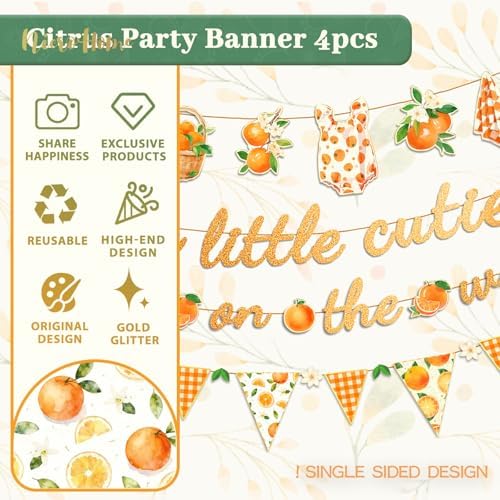 NICROHOME EUR Baby Shower Decorations, 4PCS Glitter Little Cutie Banners - Image 3