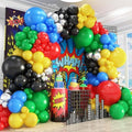 412Pcs Red Blue Yellow Green Black Balloon Arch Garland Kit, 18 12 10 5 Inch Different Size Latex Balloons for Birthday, Video Game Themed Party by PAXILE