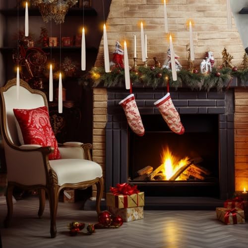 24 Pcs Halloween LED Magic Hanging Floating Candles, Taper Flickering Flameless with 2 Magic Wands - Candle Set for Halloween, Christmas, Weddings, Birthdays & Fantasy Ambiance... - Image 6