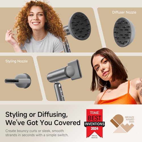 Dreame Pocket Pro Hair Dryer, Dual Voltage Travel Blow Dryer with Diffuser, 1300W Professional HighSpeed Ionic Hair Blower, Fast Drying, Low Noise, Lightweight, No Heat Damage, Global Travel 120V/240V - Image 5