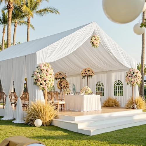 12 Panels 5ft(W) x 20ft(L) White Ceiling Drapes for Wedding Parties by PartyVillage