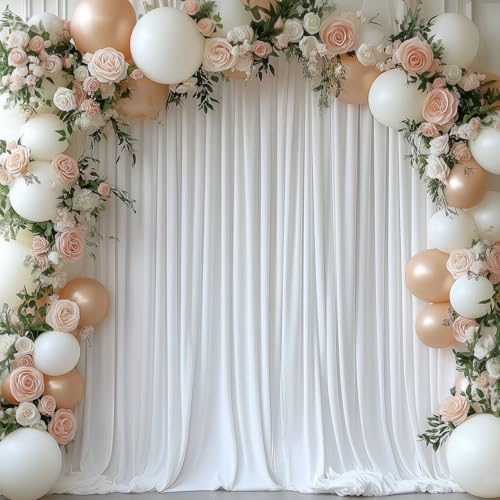 20x10FT White Backdrop Curtains for Wedding Parties, Wrinkle Free Photo Backdrop Curtains for Wedding Birthday Party Baby Shower, Fabric Drape with Rod Pockets 5ft x 10ft, 4 Panels - Image 7