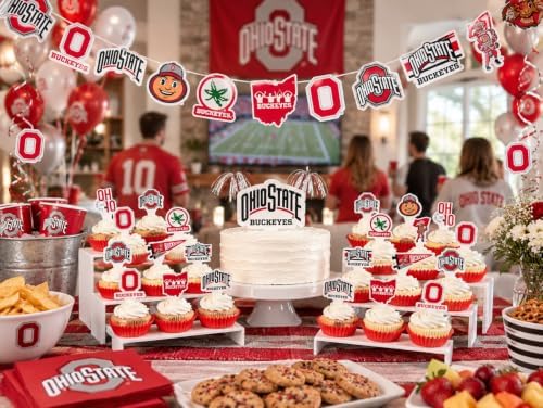 Ohio State Merch Buckeyes Party Supplies, Graduation & Birthday Decor 42 Pc - Image 2