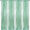 Poise3EHome Mint Green Sequin Backdrop Curtain,4 Panels 2FTx8FT Glitter Background for Party Birthday Party Baby Shower Wedding Christmas Thanksgiving Halloween Holiday Festival Decor by Poise3EHome