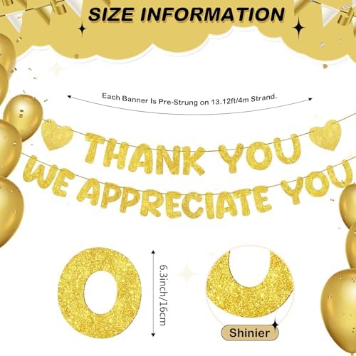 Fulmoon Pre Strung Thank You We Appreciate You Banner, Gold - Image 2