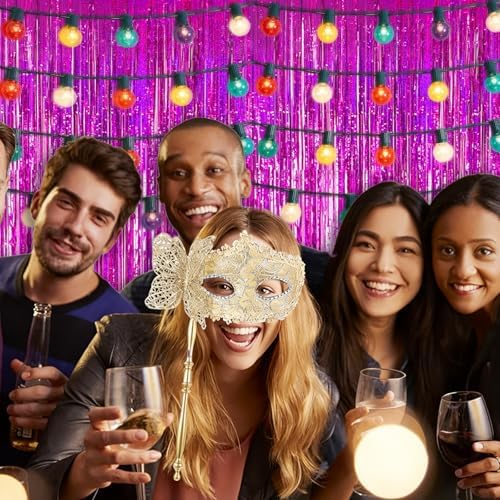 3 Pack 3.28ft x 6.56ft Glitter Rose Tinsel Foil Fringe Curtains, Photo Booth Backdrop Party Decorations for Birthday Wedding Baby Shower Graduation Bachelorette New Years - Image 5