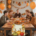 Vintage Buffalo Plaid Table Runner 13x72 Inch - Fall Harvest Decor with Pumpkins Mushrooms Birdhouse Leaves, Seasonal Indoor Outdoor Kitchen Dining Table Decoration for Home Party by YOPINCO