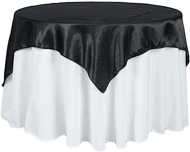 Balsa Circle 10 pcs 72x72 inch Black Square Tablecloth Satin Fabric Overlays Linens | Table Cloths Cover for Wedding Party Banquet Reception Events Decoration Kitchen Dining Events Kitchen Dining by BalsaCircle