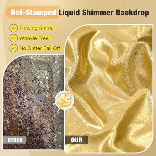 30x10FT Gold Sequin Backdrop Curtain for Party - 6 Panels 5x10FT Wrinkle-Free Shimmer Drapes for Birthday, Wedding, Christmas, Decorations & Photography - Image 3
