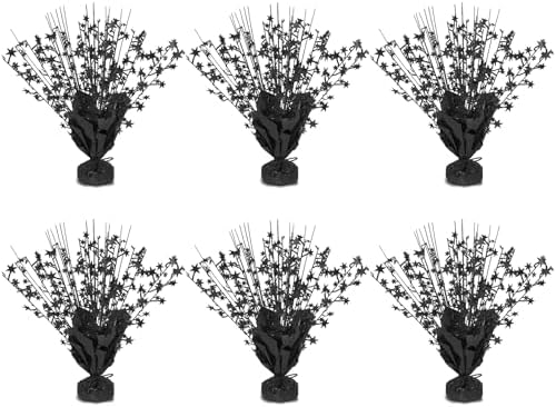 6 Pack Metallic Foil Spary Centerpieces for Tables, Black Centerpieces for Tables Decorations, Star Brust Table Centerpieces for Birthday Graduation Wedding Baby Shower Party by Unknown