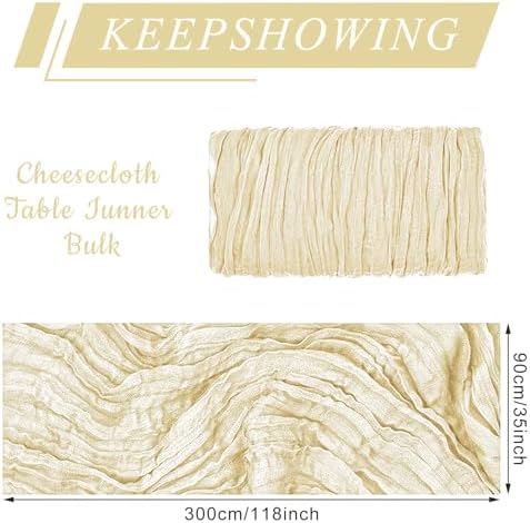 1 Pack Cheesecloth Table Runner 10Ft Christmas Gauze Boho Table Runners for Wedding Decor Bridal Shower Decorations Baby Shower Party(35" x 120") - Image 2