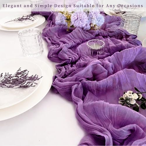 20 Pack Purple Cheesecloth Table Runner 10FT Boho Fabric Rustic Cheese Cloth Table Runner for Wedding Bridal Shower Baby Shower Gauze Sheer Birthday Party Table Decorations 20 x 120 Inch Long - Image 7