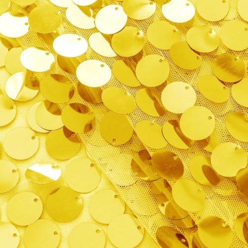 Pufogu 12 "x 108" Yellow Premium Big Payette Sequin Overlay Linens mesh Table Runner, Rectangle Glitter Table Runner for Wedding Party, Birthday Party, Banquet Decor (3 Pack). - Image 3