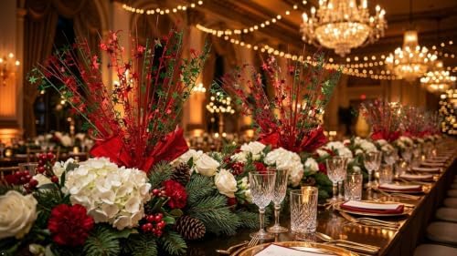 6 Pack Christmas Centerpieces for Tables Red Green - Image 6