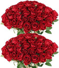 Hananona 50 Pcs Artificial Roses, Realistic Silk Burgundy Flowers Bulk by HANANONA