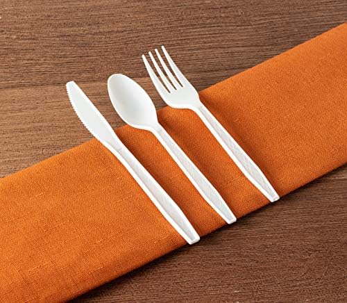 PARTY BARGAINS Argyle White Plastic Cutlery Set 720 -Piece – 360 Forks, 240 Spoons, 120 Knives – Heavy-Duty Disposable Utensils for Parties, Weddings, Buffets, BBQs & Catering – BPA Free - Image 5