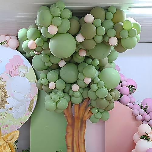 Voircoloria 110pcs Sage Green Olive Green Latex Party Balloons, 12inch - Image 6