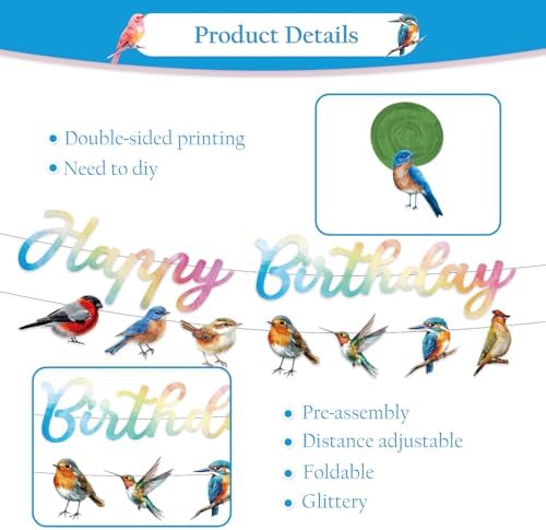 HummingBird Birthday Party Decorations - 10PCS Humming Bird Banners and Hanging Swirls Decor for Bird Theme Party Supplies - Image 3