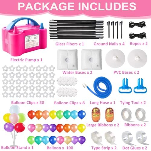 Balloon Arch Kit and Balloon Pump, 9Ft Tall & 10Ft Wide Adjustable Balloon Arch Stand with Water Base, Electric Pump, Balloons and Accessories for Wedding Birthday Party Decoration - Image 2