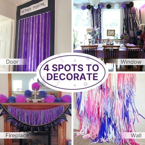PartyWoo Purple Crepe Paper 4pcs 328 FT Dark Purple Streamers - Image 5