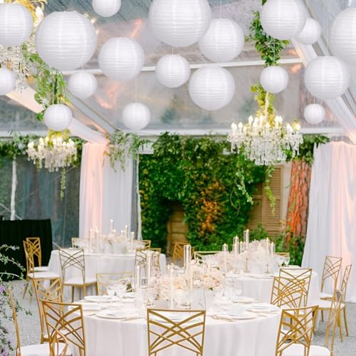 Hanging White Paper Lanterns White Party Decorations 15pcs - Image 7