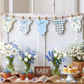 Frienda Baby Boy Banner Baby Shower Blue Bodysuit Garland with Clips by Frienda