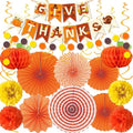 Thanksgiving and Friendsgiving Party Decorations Set, Autumn Fall Harvest Decor Supplies with Festive Banners, Hanging Swirls and Seasonal Ornaments for Home Celebration by Jenlion
