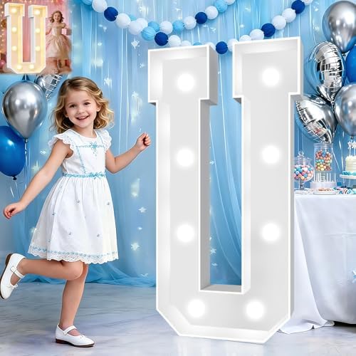 Pooqla 3 FT Marquee Letters, Light Up Letter U, Cool White and Warm White by Pooqla