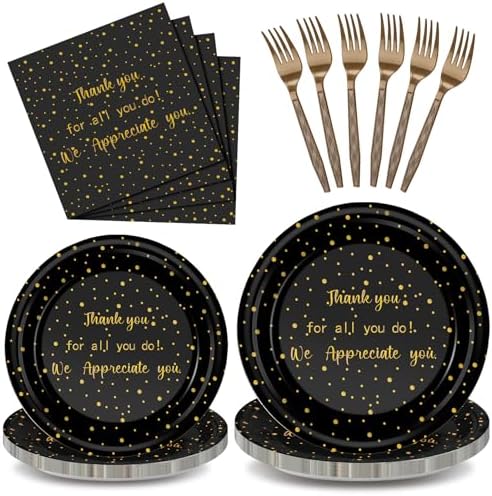 Geyoga 96 Pcs We Appreciate You Decoration Set,Black and Gold,Thankful by Geyoga
