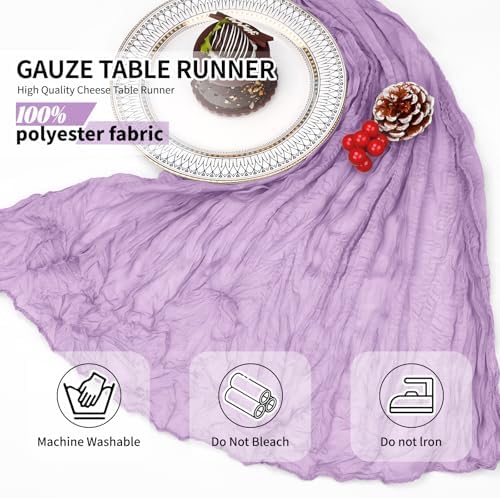 12 Pack Lavender Cheesecloth Table Runner 10Ft, Lilac Purple Table Runners 21.5 x 120 inch,Semi Sheer Cheese Cloth Fabric Runner Bulk for Wedding,Party,Baby Shower,Bridal Shower - Image 5