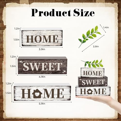 4 Pcs Home Farmhouse Wooden Tiered Tray Decor, Eucalyptus Leaves Retro Rustic Table Centerpiece Decorations Gifts for Home Kitchen Mantel Table Shelf Office - Image 2